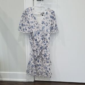 Zunie Blue and White Floral Mini Dress